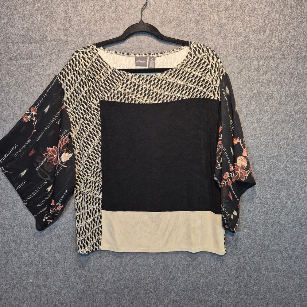 Travelers by Chico's Sz 0 (XS) Lagenlook Art to Wear Artsy Eclectic Colorblock